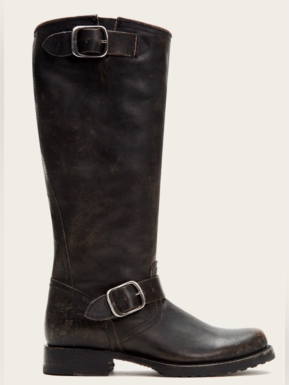 Frye Veronica Slouch Tall Boots Black Leather Engineer Moto Women's 8